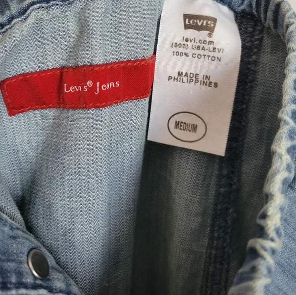 Y2K Levi's Strapless Cotton Denim Button Down Midi Length Dress - Picture 4 of 15